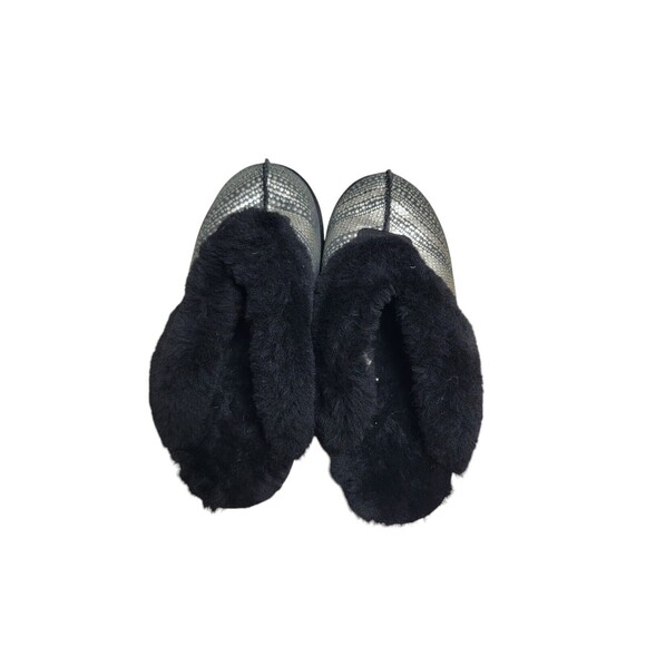 Ugg Australia Coquette Black Snow Leopard Slip-ons Slippers Shiny Hard Bottom - Picture 3 of 5